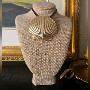 Large Gold Toned Seashell Pendant